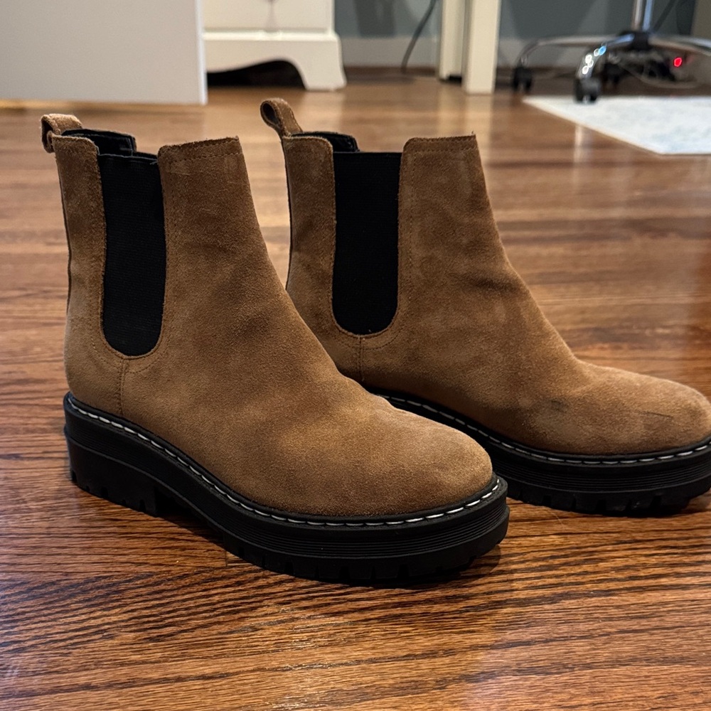 Marc Fisher Brown Lugg Ankle Boots